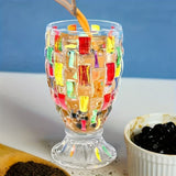 hand-painted glasses, highball glasses, lead-free crystal, colorful drinkware, festive glasses, handcrafted crystal glasses, juice glasses, whiskey glasses, cocktail glasses, iced tea glasses, Christmas glasses, Australian home bar, unique glassware, hand