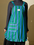 vertical striped apron, lace apron, apron with pocket, H-shaped apron, adjustable waist apron, kitchen apron, barbecue apron, gardening apron, Australian home apron - light blue - Size M