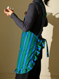 vertical striped apron, lace apron, apron with pocket, H-shaped apron, adjustable waist apron, kitchen apron, barbecue apron, gardening apron, Australian home apron - light green - Size M