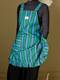 vertical striped apron, lace apron, apron with pocket, H-shaped apron, adjustable waist apron, kitchen apron, barbecue apron, gardening apron, Australian home apron - light green - Size M