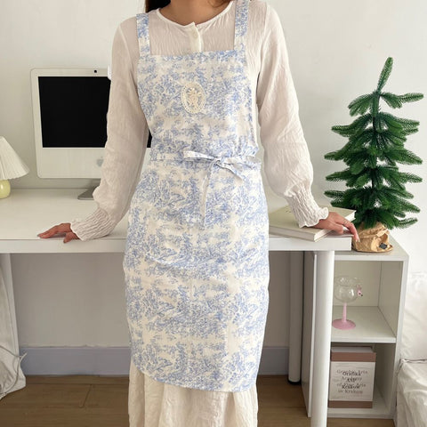 waterproof apron, ink-wash apron, drawstring apron, cafe apron, home apron, pet shop apron, anti-dust apron, australia apron - Blue - Size M In Australia - Darrahopens