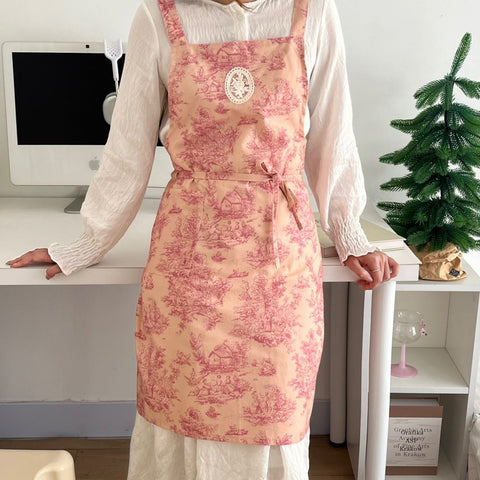 waterproof apron, ink-wash apron, drawstring apron, cafe apron, home apron, pet shop apron, anti-dust apron, australia apron - Pink - Size M In Australia - Darrahopens