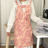 waterproof apron, ink-wash apron, drawstring apron, cafe apron, home apron, pet shop apron, anti-dust apron, australia apron - Pink - Size M
