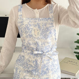 waterproof apron, ink-wash apron, drawstring apron, cafe apron, home apron, pet shop apron, anti-dust apron, australia apron - Pink - Size M