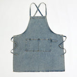 denim apron, kitchen apron, Japanese-style apron, work apron, unisex apron, apron with pockets, barista apron, cooking apron, men's denim apron, women's denim apron - light blue - Size M In Australia - Darrahopens