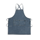 denim apron, kitchen apron, Japanese-style apron, work apron, unisex apron, apron with pockets, barista apron, cooking apron, men's denim apron, women's denim apron - light blue - Size M