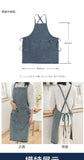 denim apron, kitchen apron, Japanese-style apron, work apron, unisex apron, apron with pockets, barista apron, cooking apron, men's denim apron, women's denim apron - light blue - Size M