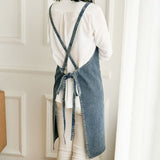 denim apron, kitchen apron, Japanese-style apron, work apron, unisex apron, apron with pockets, barista apron, cooking apron, men's denim apron, women's denim apron - Navy - Size M