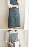 denim apron, kitchen apron, Japanese-style apron, work apron, unisex apron, apron with pockets, barista apron, cooking apron, men's denim apron, women's denim apron - Navy - Size M