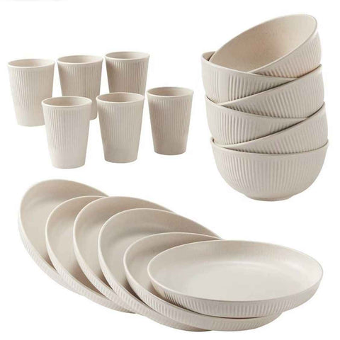 Wheat Straw Dinnerware Set Unbreakable Dinner Plates BPA-Free Dinnerware - Beige - Size 01 In Australia - Darrahopens