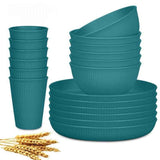 Wheat Straw Dinnerware Set Unbreakable Dinner Plates BPA-Free Dinnerware - Dark Green - Size 01
