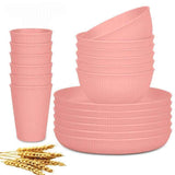Wheat Straw Dinnerware Set Unbreakable Dinner Plates BPA-Free Dinnerware - Light Green - Size 01 In Australia - Darrahopens