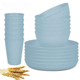 Wheat Straw Dinnerware Set Unbreakable Dinner Plates BPA-Free Dinnerware - Light Green - Size 01 In Australia - Darrahopens