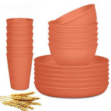 Wheat Straw Dinnerware Set Unbreakable Dinner Plates BPA-Free Dinnerware - Light Green - Size 01 In Australia - Darrahopens