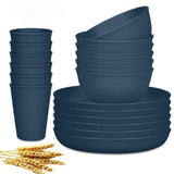Wheat Straw Dinnerware Set Unbreakable Dinner Plates BPA-Free Dinnerware - Light Green - Size 01