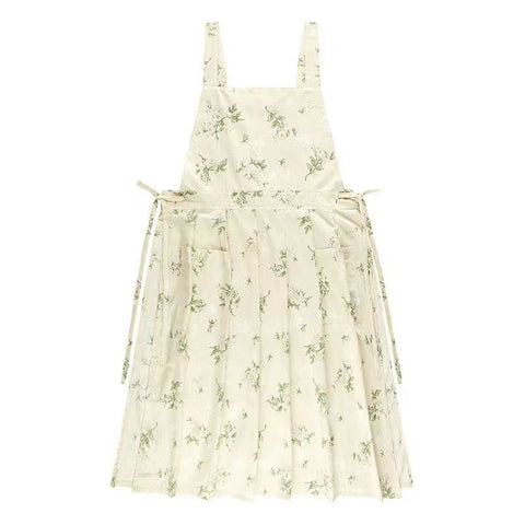 sleeveless apron, bib apron, apron with pockets, kitchen apron, baking apron, pet care apron, art apron, nail art apron, milk tea apron, Australian apron, home cook apron, craft apron - Green Flowers - Size M