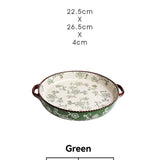 ceramic serving plate, double handled baking dish, pizza pan, cherry blossom pattern, underglaze color, home kitchenware, oven safe dish, baking tray, serving platter, Australian kitchen - Red - Size SET In Australia - Darrahopens