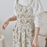 cotton apron, waterproof apron, Korean-style apron, adjustable apron, extended apron, floral print apron, kitchen apron, Australian kitchen, cooking apron, gift for cook - Beige - Size M