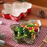 Christmas baking dish, ceramic baking ware, festive tableware, food-grade baking dish, heat-resistant dish, holiday dinnerware, Australian kitchen, Christmas gift idea, ceramic bakeware Australia - Green - Size 800ML