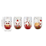 Christmas glass set, double walled glasses, borosilicate glass, festive drinkware, holiday gift, Australian Christmas, thermal insulated glasses, reusable glass cups - Random patterns - Size 4pcs