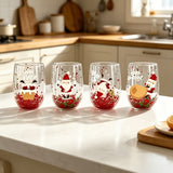 Christmas glass set, double walled glasses, borosilicate glass, festive drinkware, holiday gift, Australian Christmas, thermal insulated glasses, reusable glass cups - Random patterns - Size 4pcs