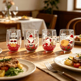 Christmas glass set, double walled glasses, borosilicate glass, festive drinkware, holiday gift, Australian Christmas, thermal insulated glasses, reusable glass cups - Random patterns - Size 4pcs