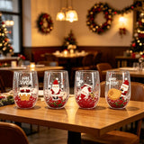 Christmas glass set, double walled glasses, borosilicate glass, festive drinkware, holiday gift, Australian Christmas, thermal insulated glasses, reusable glass cups - Random patterns - Size 4pcs
