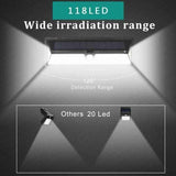 Solar Wall Light 180 LED PIR Motion Sensor Outdoor Garden Light IP65 Waterproof - Black - Size 001 In Australia - Darrahopens