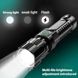 High-Power Flashlight Zoom Flashlight IP44 Flashlight Outdoor Flashlight - Black - Size 01 In Australia - Darrahopens