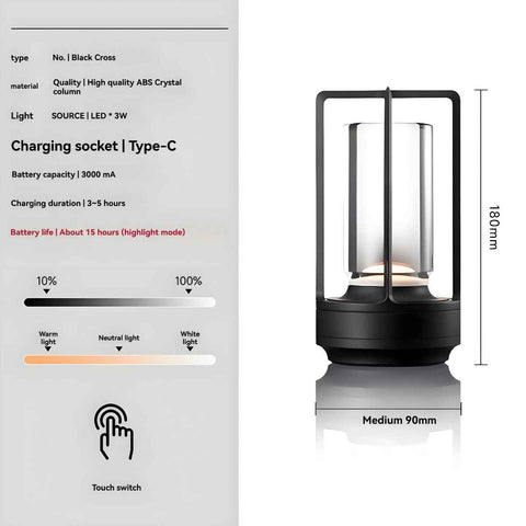 Camping Night Lamp Rechargeable Lamp Portable Camping Light ABS Lamp Touch - Black - Size 01 In Australia - Darrahopens