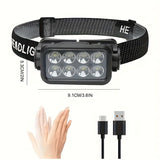 Rechargeable LED Headlamp 6-Mode Front Light USB Recharge 120° Adjustable - Black - Size 01