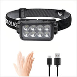 Rechargeable LED Headlamp 6-Mode Front Light USB Recharge 120° Adjustable - Black - Size 01