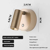 Rotating Wall Lamp Touch Switch Wall Lamp Three-Tone Lighting Wall Lamp Modern - Gold - Size 01 In Australia - Darrahopens