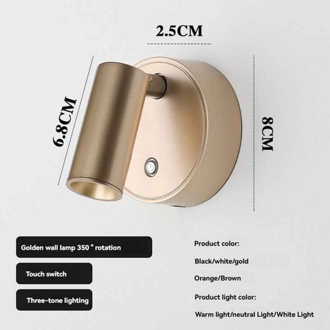 Rotating Wall Lamp Touch Switch Wall Lamp Three-Tone Lighting Wall Lamp Modern - Gold - Size 01 In Australia - Darrahopens