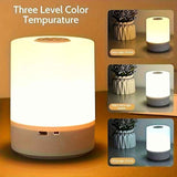 White Silver Touch-Controlled Bedside Lamp Dimmable Table Lamp 3-Color Warm White LED Light In Australia - Darrahopens