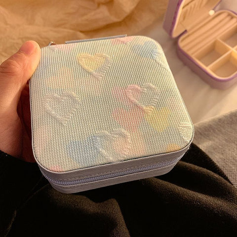 heart shaped jewelry box, jewelry storage, ring compartments, earring storage, anti oxidation jewelry box, travel jewelry box, jewellery organiser, gift for her - Blue - Size pu