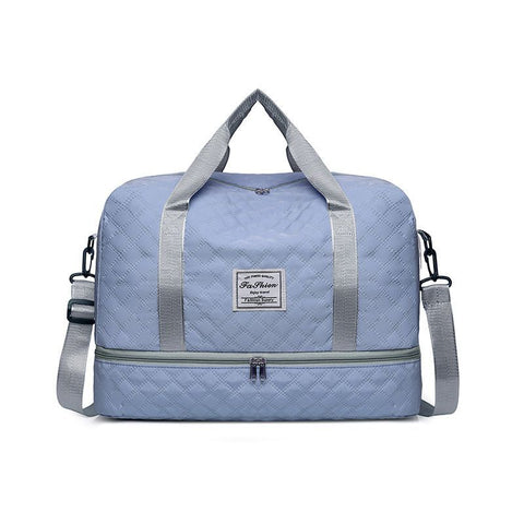 Luxury Duffle Bag Oversized Duffle Travel Bag Gym Bag Multiple Compartments Wet - Mist blue - Size 01