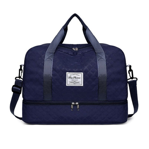 Luxury Duffle Bag Oversized Duffle Travel Bag Gym Bag Multiple Compartments Wet - Navy - Size 01
