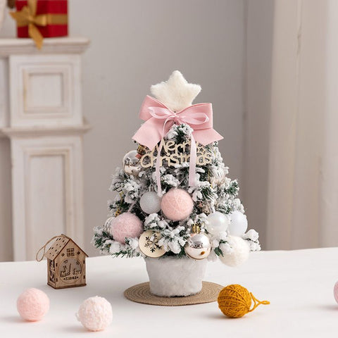 mini desktop Christmas tree, flocked pink Christmas tree, Christmas tree set, Christmas decorations, DIY Christmas tree, Christmas gift, office Christmas decor, festive tabletop tree - Christmas - Size 1 In Australia - Darrahopens