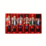 Nutcracker Soldier Figurine Set, Christmas Decorations, Birthday Gift, Hand-painted Nutcrackers, Holiday Decor, Australian Christmas Decor, Kids Gift, Figurine Collection, Festive Home Decor - Red - Size 6pcs In Australia - Darrahopens