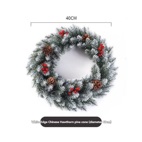 Christmas wreath, artificial wreath, red berries, pine cones, 30CM wreath, Christmas decoration, festive home decor, wreath for door, holiday centrepiece - White - Size 40CM In Australia - Darrahopens