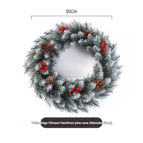 Christmas wreath, artificial wreath, red berries, pine cones, 30CM wreath, Christmas decoration, festive home decor, wreath for door, holiday centrepiece - White - Size 50CM In Australia - Darrahopens