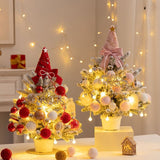 mini desktop Christmas tree, flocked pink Christmas tree, Christmas tree set, Christmas decorations, DIY Christmas tree, Christmas gift, office Christmas decor, festive tabletop tree - Christmas - Size 2 In Australia - Darrahopens