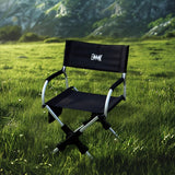 Folding camping chair, portable outdoor seat, camping furniture, lightweight folding chair, comes with carrying bag, Australian outdoor gear - black