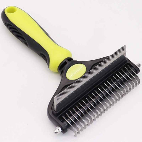 Pet Hair Remover Brush Double-Sided Pet Brush Pet Grooming Tool Dog Brush Cat - Neon Yellow - Size Large -91 teeth In Australia - Darrahopens