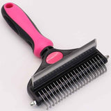 Pet Hair Remover Brush Double-Sided Pet Brush Pet Grooming Tool Dog Brush Cat - Pink - Size Large -91 teeth In Australia - Darrahopens