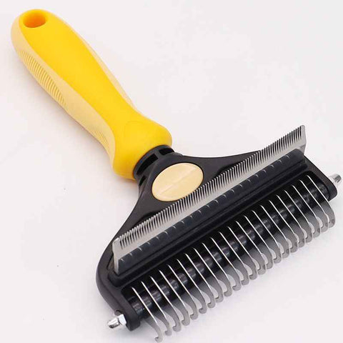 Pet Hair Remover Brush Double-Sided Pet Brush Pet Grooming Tool Dog Brush Cat - Yellow - Size Small size -fine teeth 67 In Australia - Darrahopens
