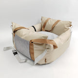 White car dog bed, dog carrier for car, pet travel accessories, dog transport in car, dog car seat, dog travel bed, Australian pet travel, secure dog carrier