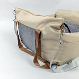 White car dog bed, dog carrier for car, pet travel accessories, dog transport in car, dog car seat, dog travel bed, Australian pet travel, secure dog carrier