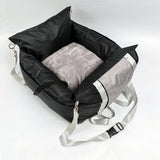 Black White car dog bed, dog carrier for car, pet travel accessories, dog transport in car, dog car seat, dog travel bed, Australian pet travel, secure dog carrier